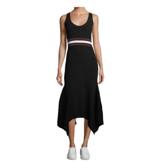A.L.C. Anders Scoop Neck Fitted Ribbed Knit Handkerchief Hem Midi Dress XS - Picture 1 of 8